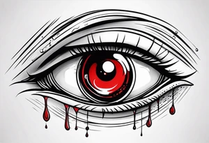 Bleeding tone red eye tear sleeve tattoo design tattoo idea