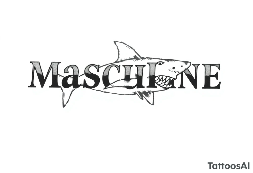 Masculine strong shark flowing tattoo idea