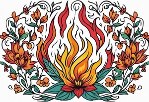 flames of fire
old school vintage simple traditional design surrounded by vintage flowers


bold color simple tattoo idea