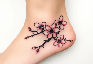 delicate cherry blossoms swirling in spring breeze with petals tattoo idea