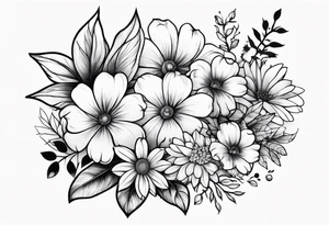 paw print and wild flowers tattoo idea