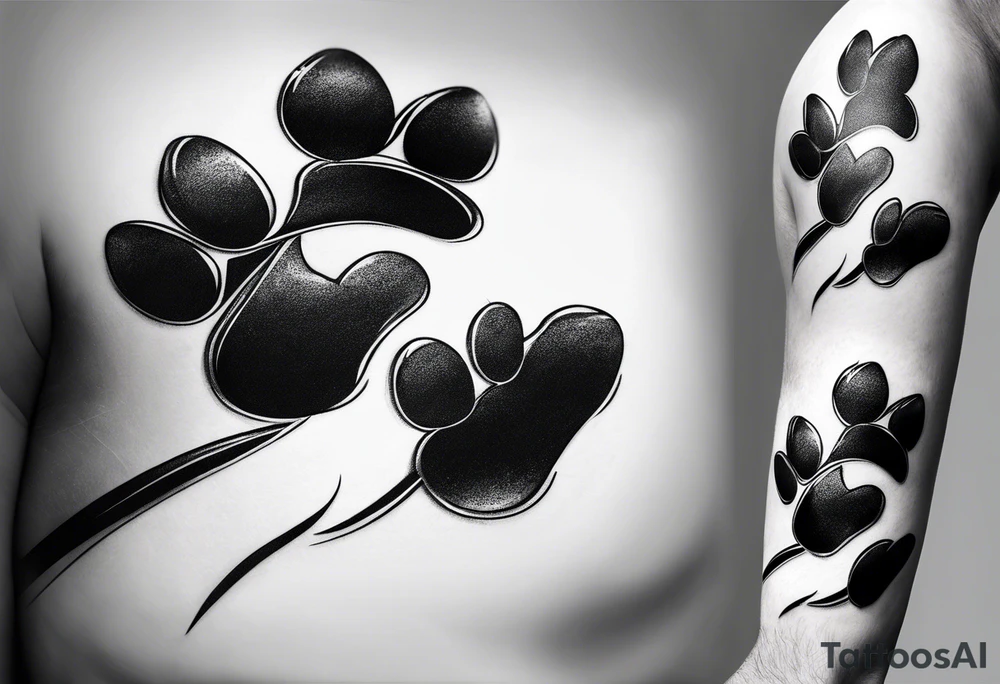 Road inside of paw print tattoo idea