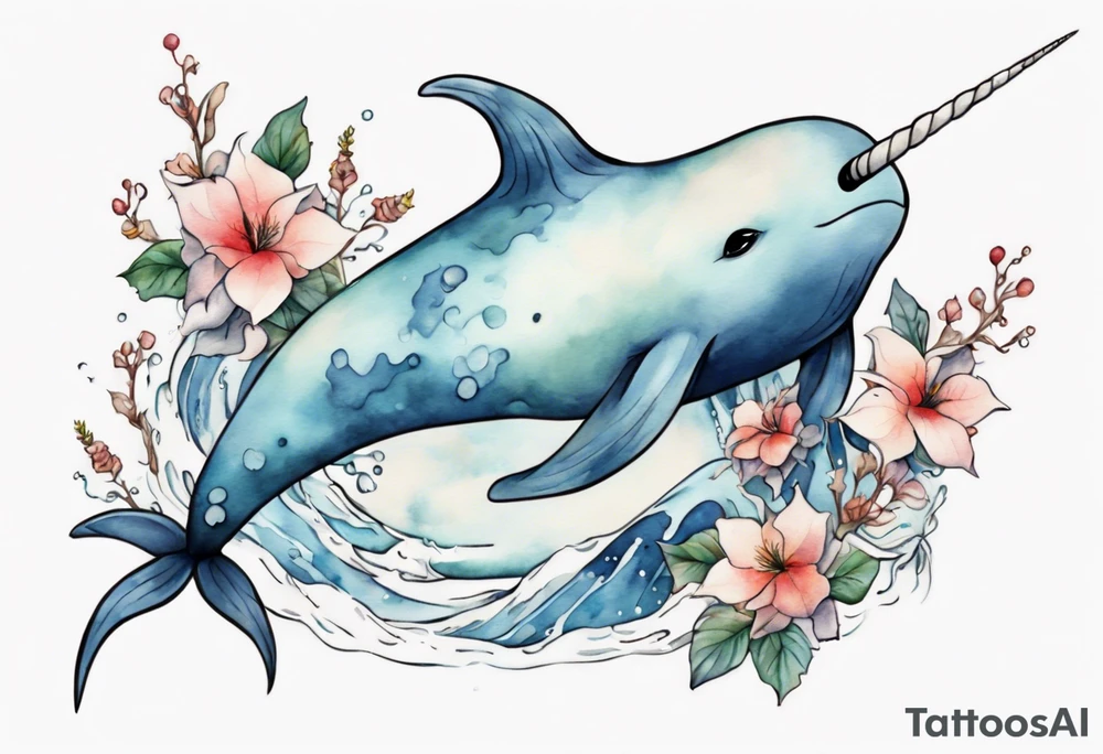 a narwhal in the arctic tattoo idea