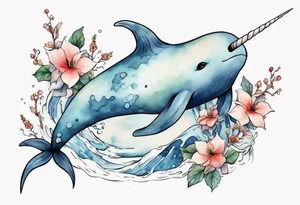 a narwhal in the arctic tattoo idea