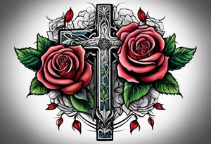 Independent Cross and a rose tattoo idea