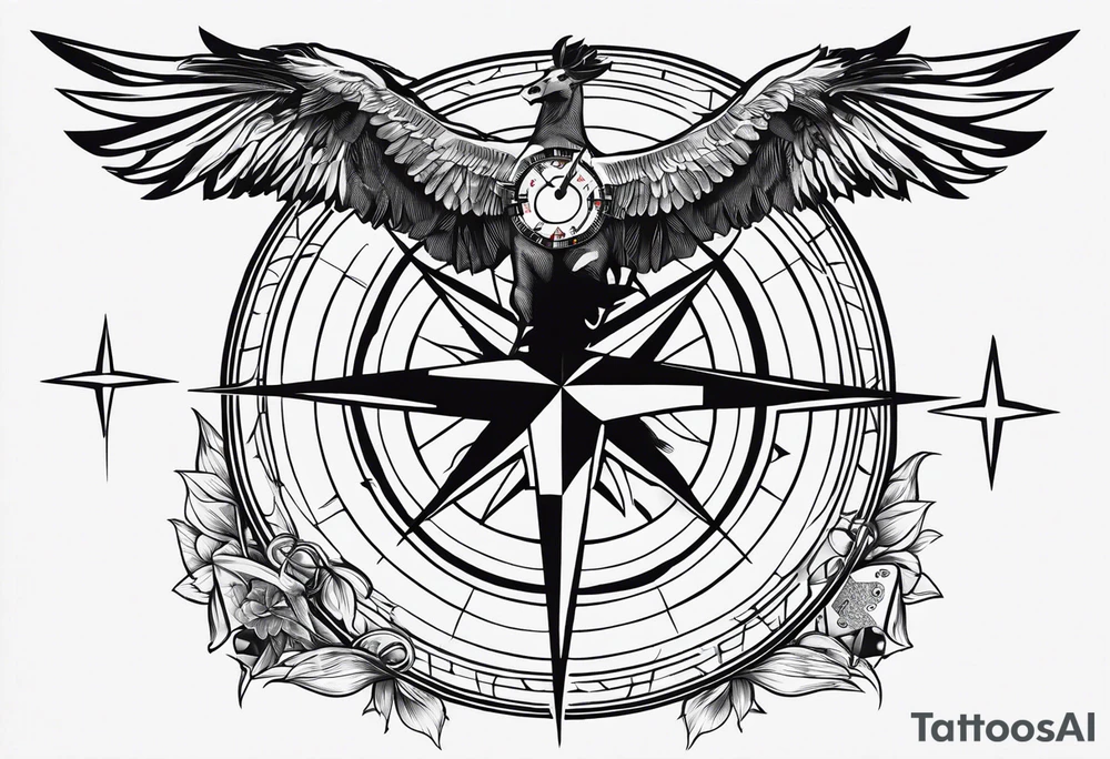 compass, playing cards, dice, horse, eagle sleeve tattoo idea compass, playing cards, dice, horse, eagle sleeve tattoo idea