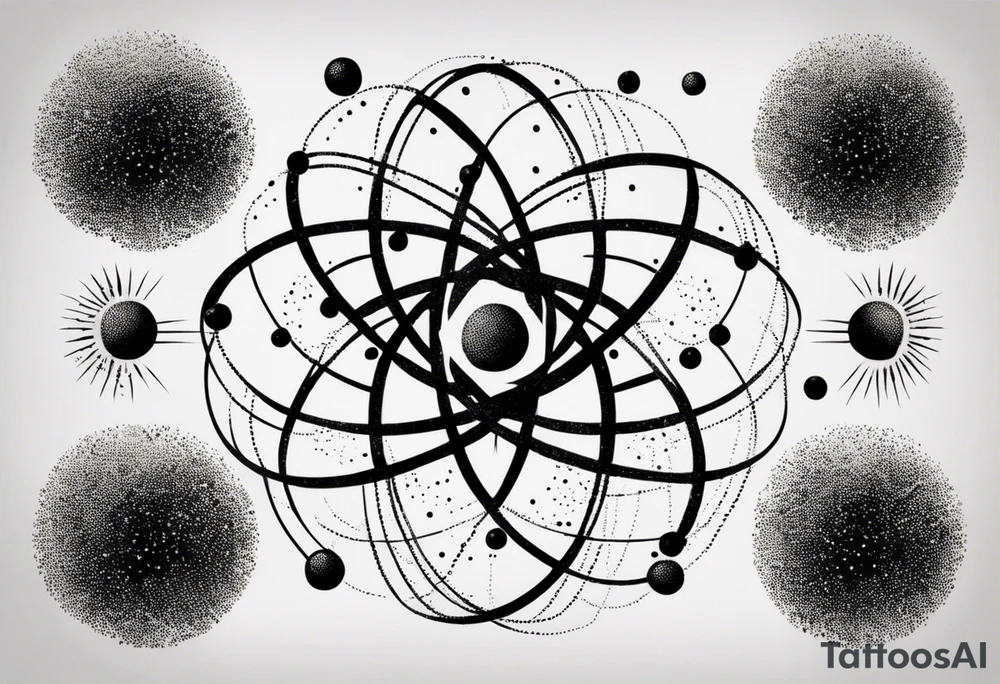 atom with quantum wave of electrons tattoo idea