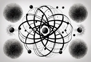 atom with quantum wave of electrons tattoo idea