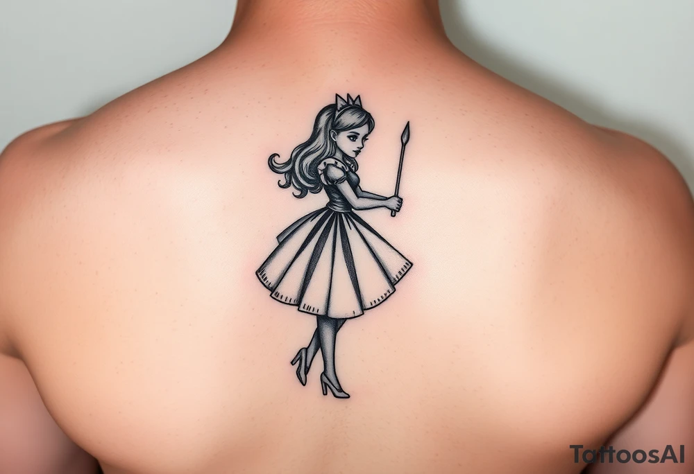 alice in wonderland not super detailed on leg tattoo idea