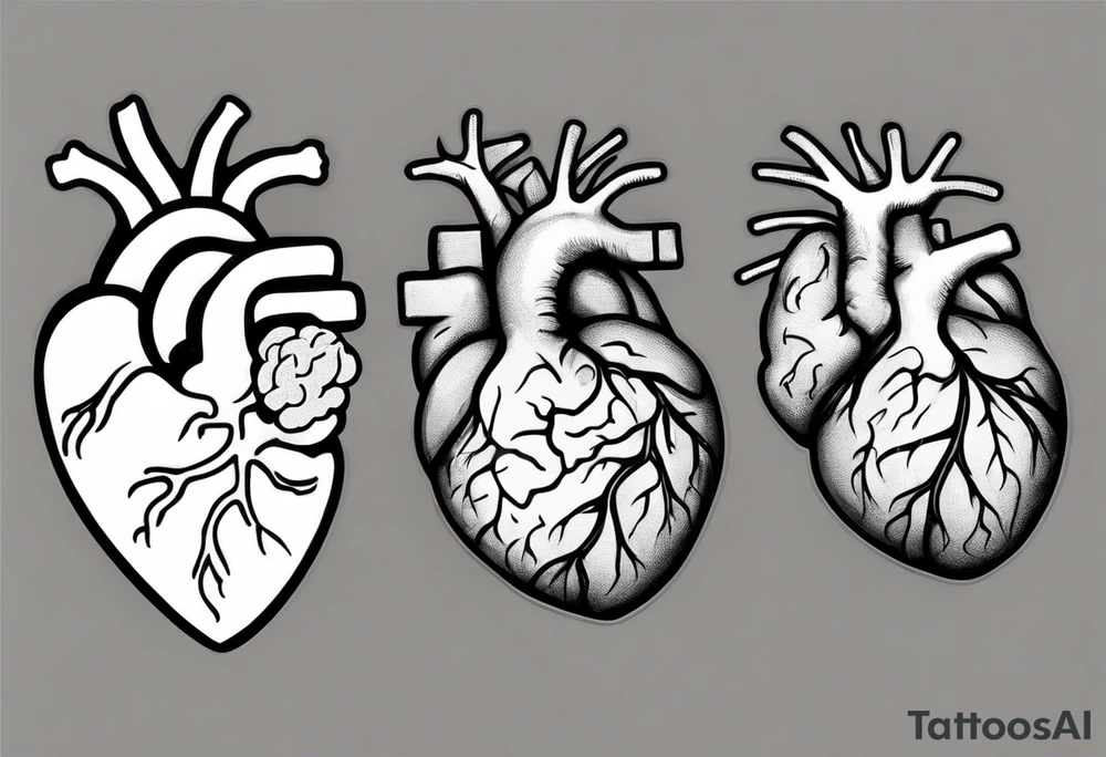 Heart and brain held by a woman's hand tattoo idea