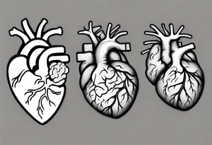 Heart and brain held by a woman's hand tattoo idea