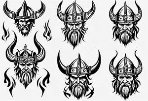 viking head with flames tattoo idea