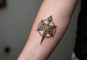 A golden Rodimych symbol marks family heritage and protection through the male line. tattoo idea