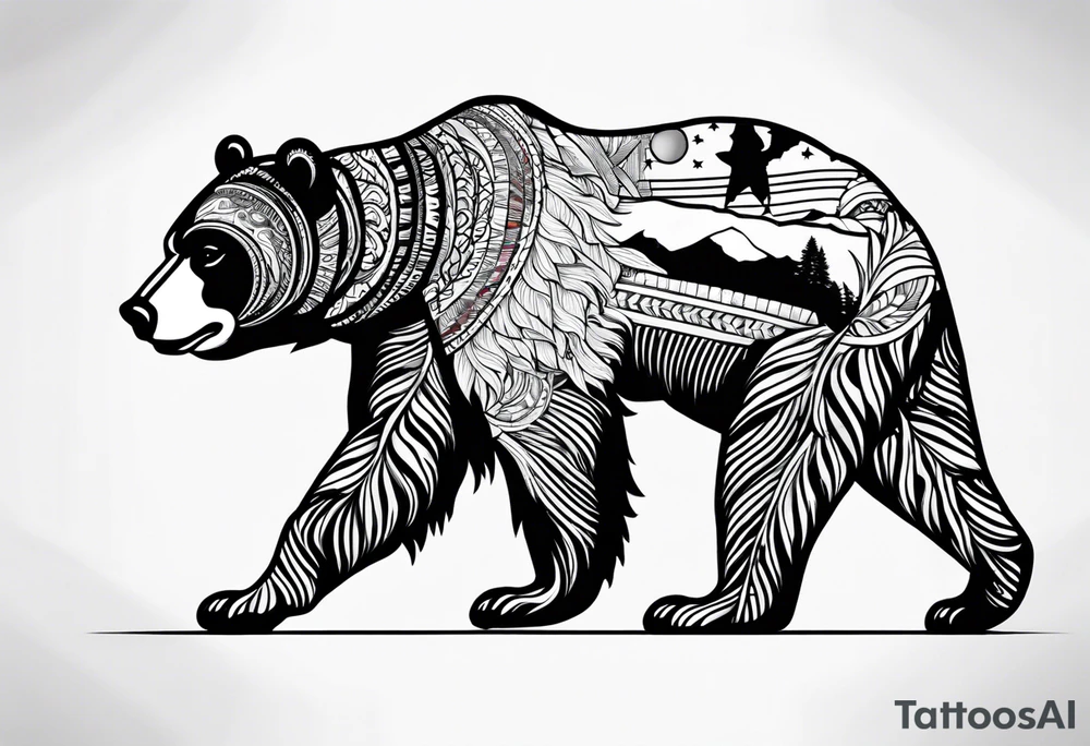California bear flag tattoo idea