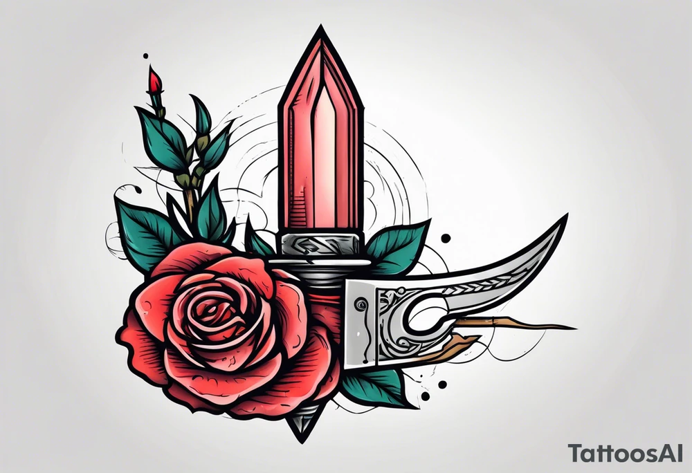 Messer mit Stacheldraht und Rose tattoo idea