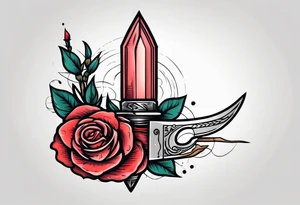 Messer mit Stacheldraht und Rose tattoo idea