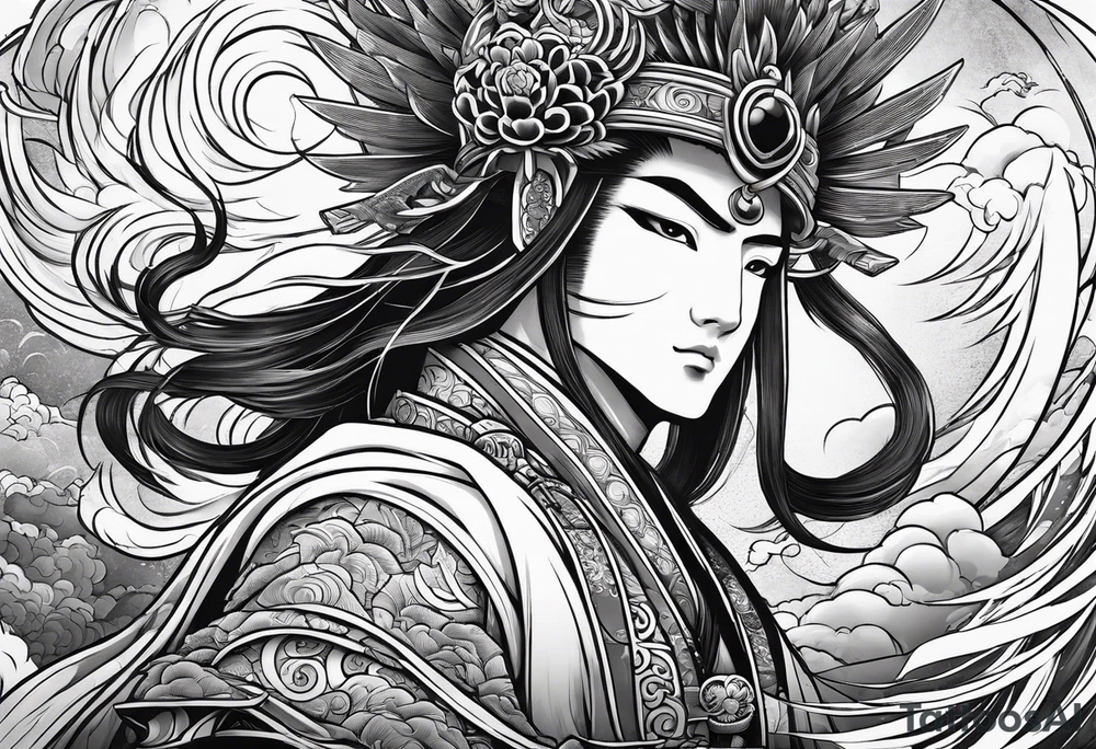Japanese thunder god and japanese wind god tattoo idea