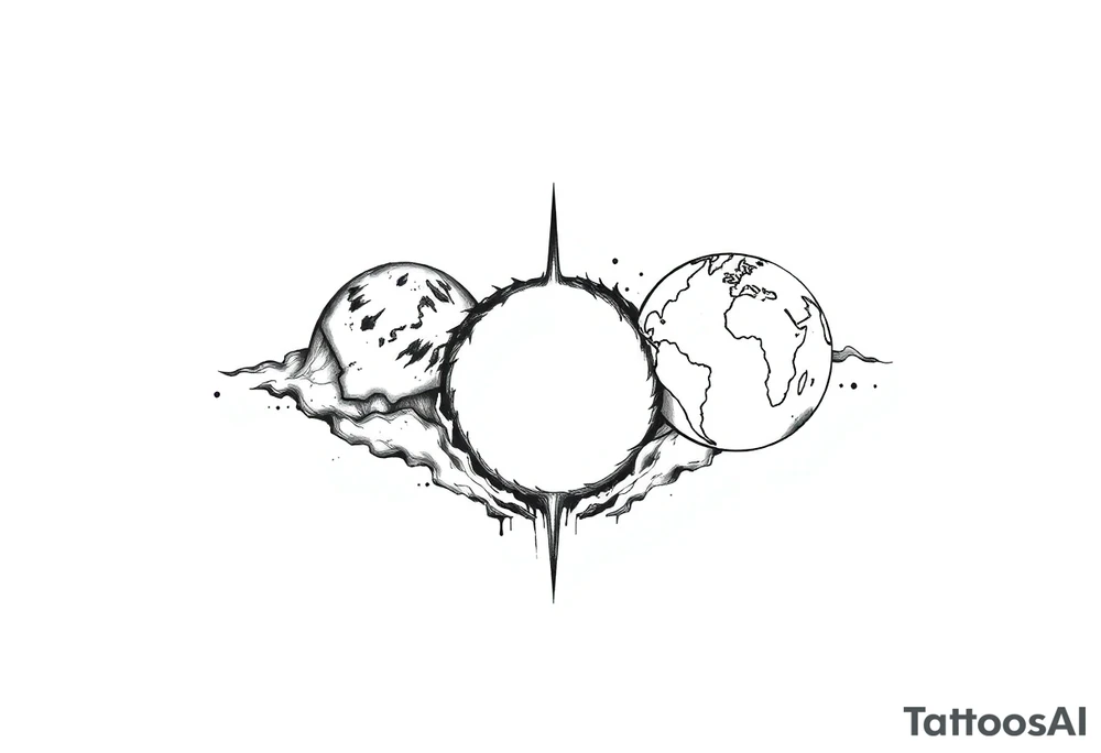2 different worlds on both sides of a black hole tattoo idea