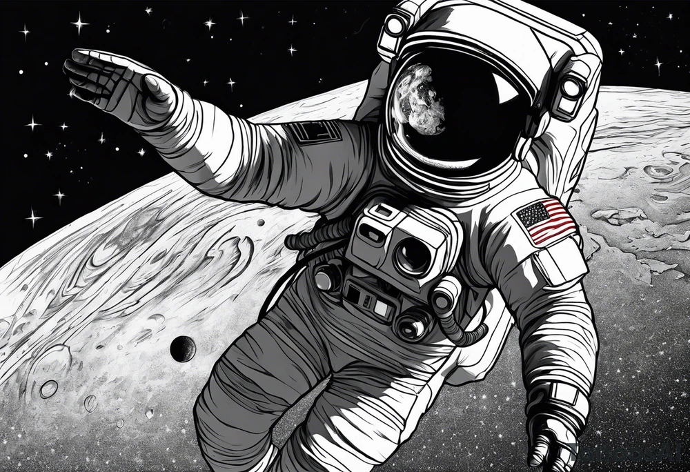 Astronaut reaching hand out to space tattoo idea