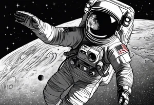 Astronaut reaching hand out to space tattoo idea