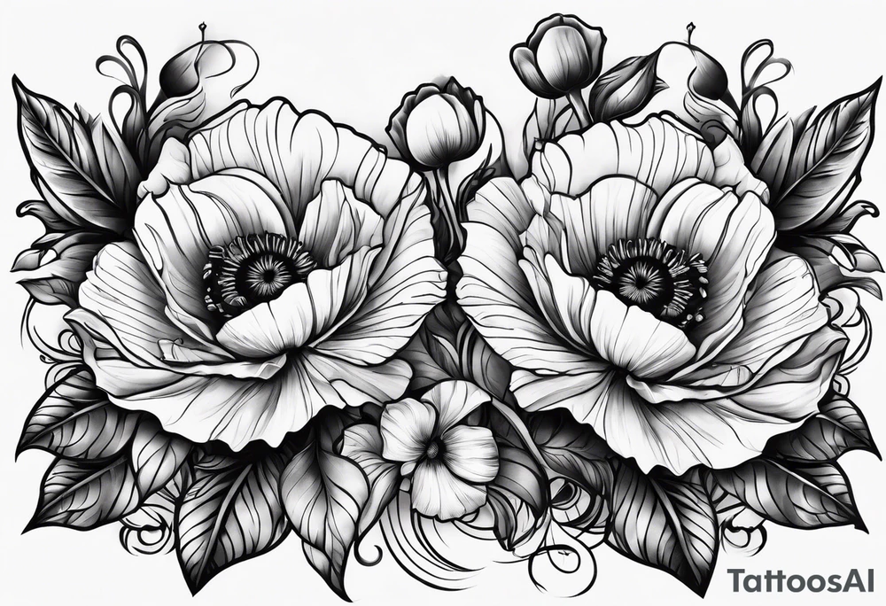 Son and daughter named Poppy and Owen tattoo idea