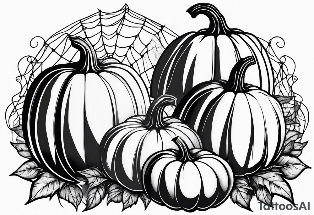 pumpkins with a spidernet in the background tattoo idea