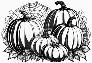 pumpkins with a spidernet in the background tattoo idea