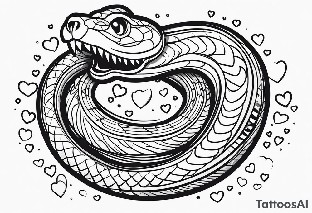 A cute snake with hearts. tattoo idea