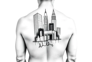 Atlanta themed leg sleeve tattoo idea