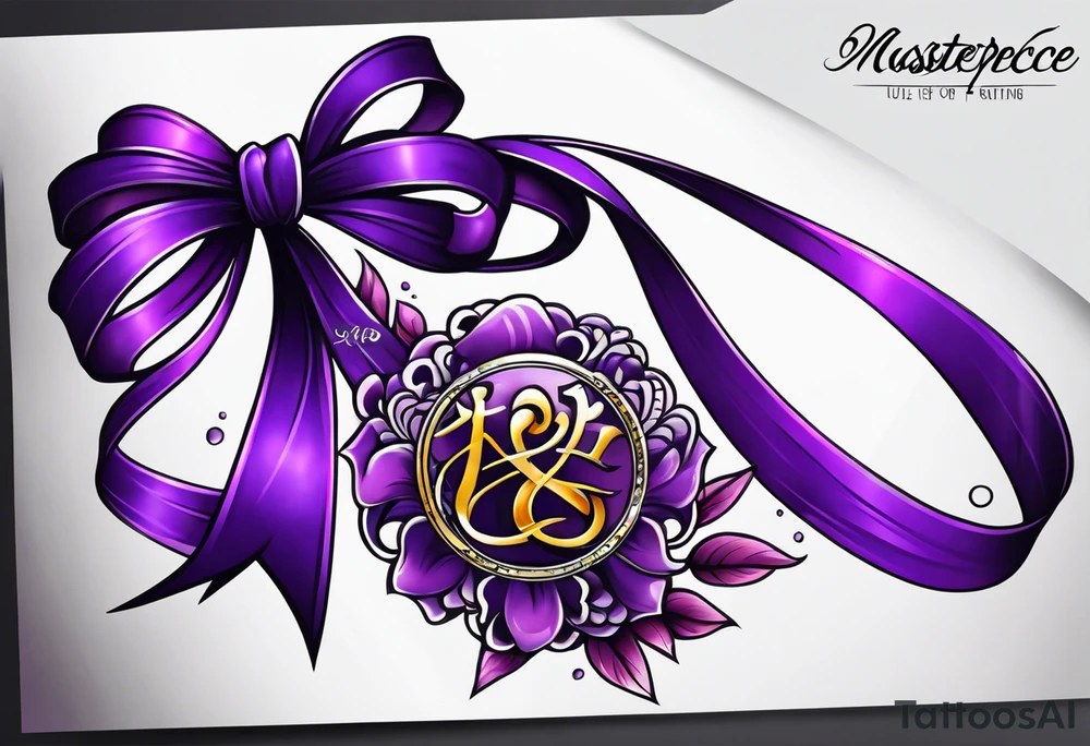 Purple cancer ribbon tattoo idea