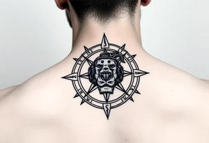Compass lion illuminati tattoo idea