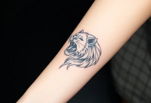 Half of a lioness roaring tattoo idea