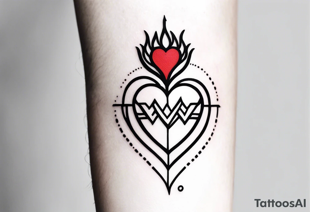 Sacred heart Minimalist and small tattoo on female arm. Inspired by aesthetics. tattoo idea