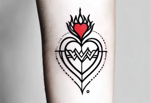 Sacred heart Minimalist and small tattoo on female arm. Inspired by aesthetics. tattoo idea
