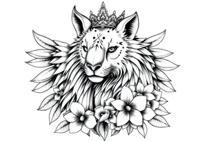 fênix majestosa com as asas abertas, bastante penas, o rabo bem comprido, ornamentada com flores delicadas tattoo idea