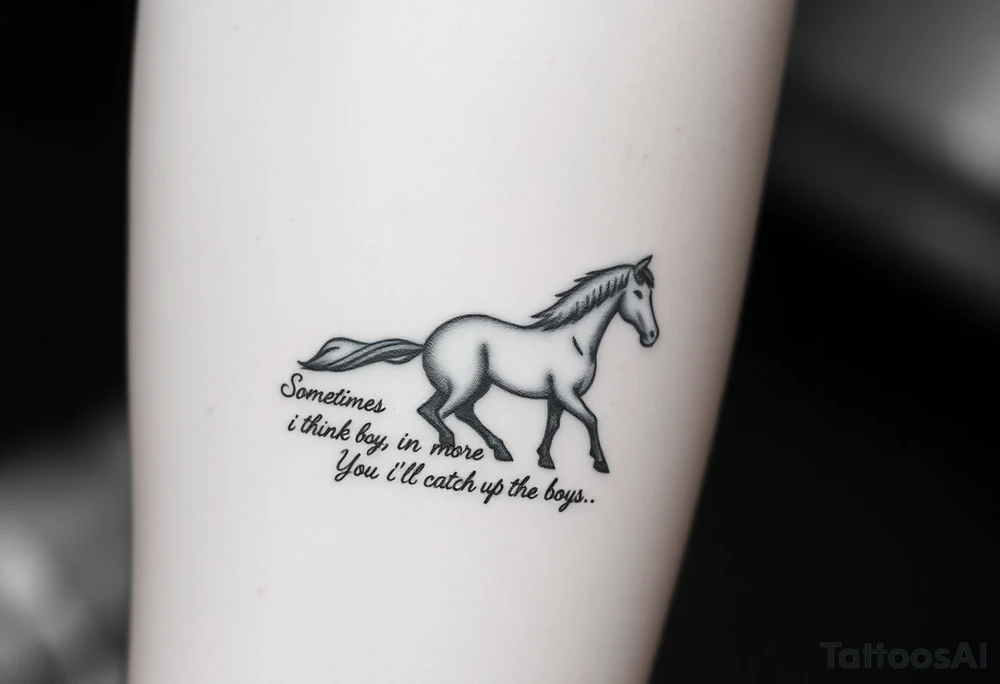 Tattoo based on the book the boy, the fox, the mole and the horse that says “sometimes i think you believe in more than I do said the boy.  You’ll catch up says the horse” tattoo idea