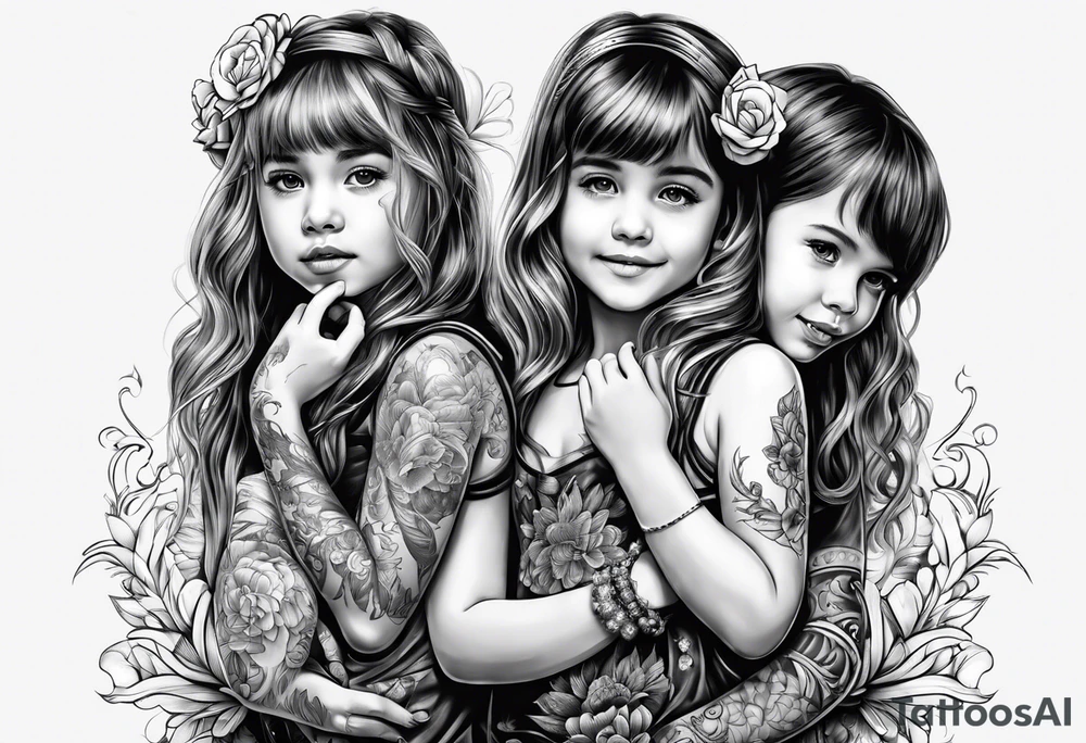 3 little Girls playing tattoo idea