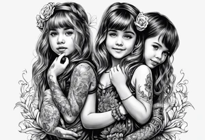 3 little Girls playing tattoo idea