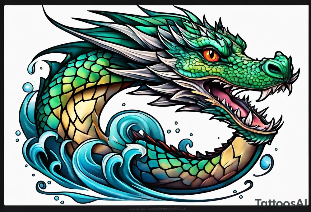 Water dragon cute tattoo idea