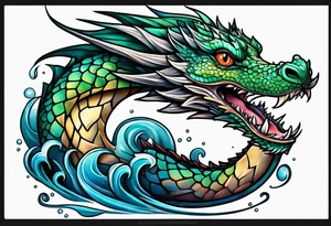 Water dragon cute tattoo idea