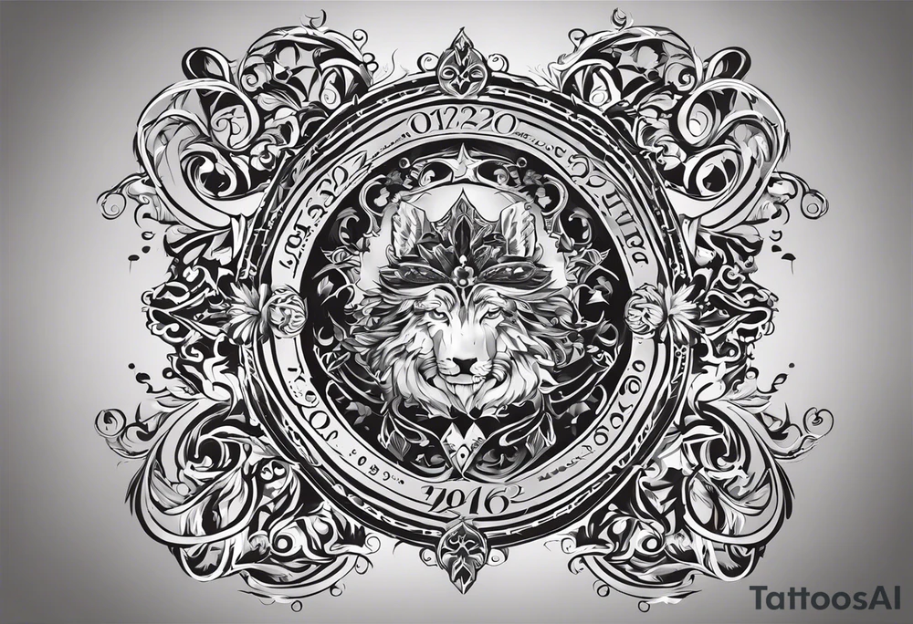 numbers combined- 08.15.1966, 07.17.1974, 03.03.1992, 02.11.2008 and 02.02.2006 tattoo idea