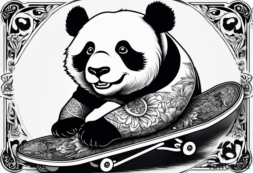 panda on a skatebord tattoo idea