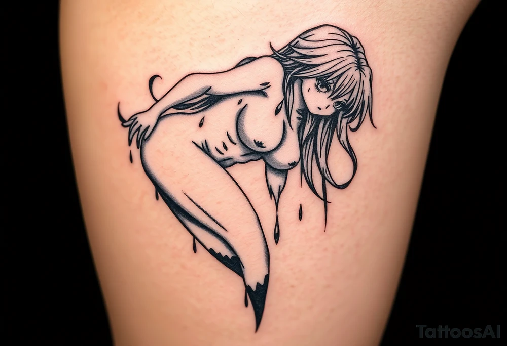 Ahego Anime Girl Full Nude bent over ass up wet and drooling tattoo idea