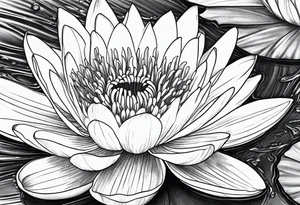 Water Lilly and aster flowers tattoo idea