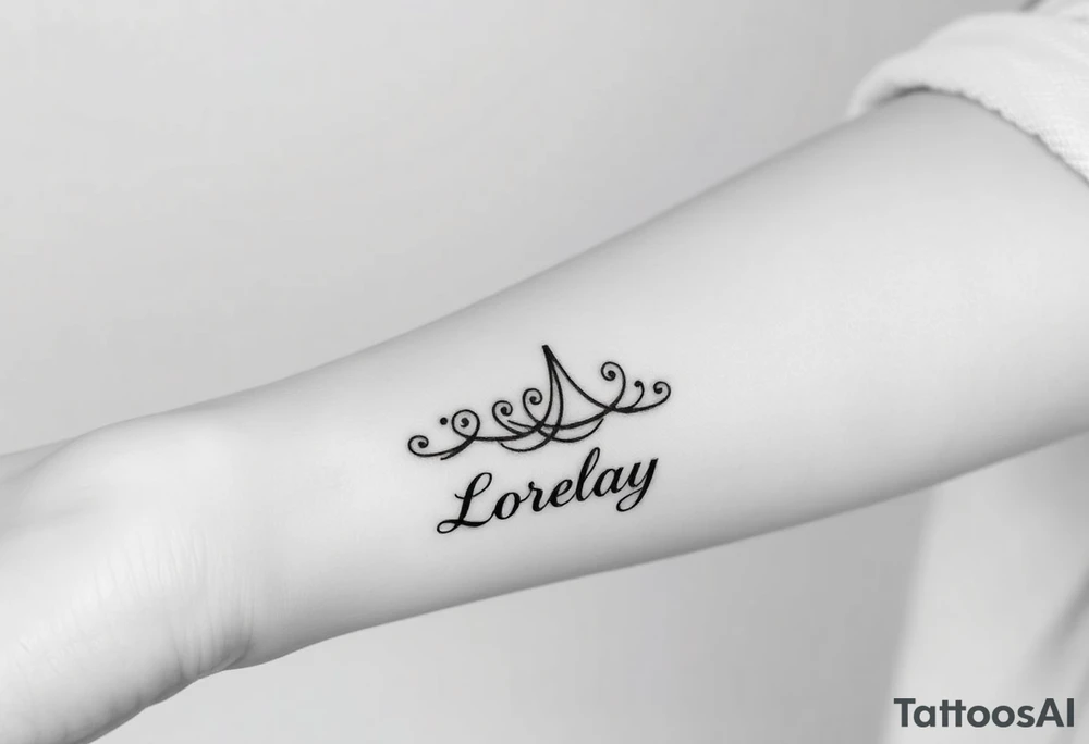 Crea un diseño significativo sobre la cultura egipcia y que tenga el nombre escrito por de bajo del diseño el nombre de mi hermana Lorelay para la parte baja del bíceps tattoo idea