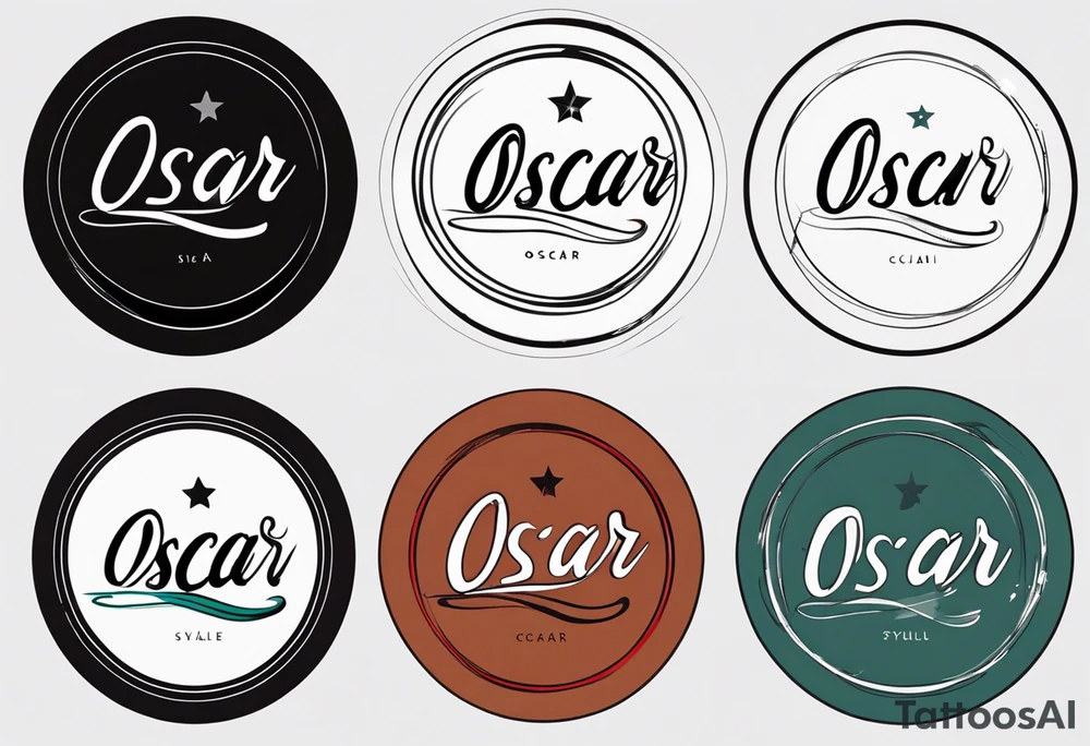 name in a circle: Oscar tattoo idea