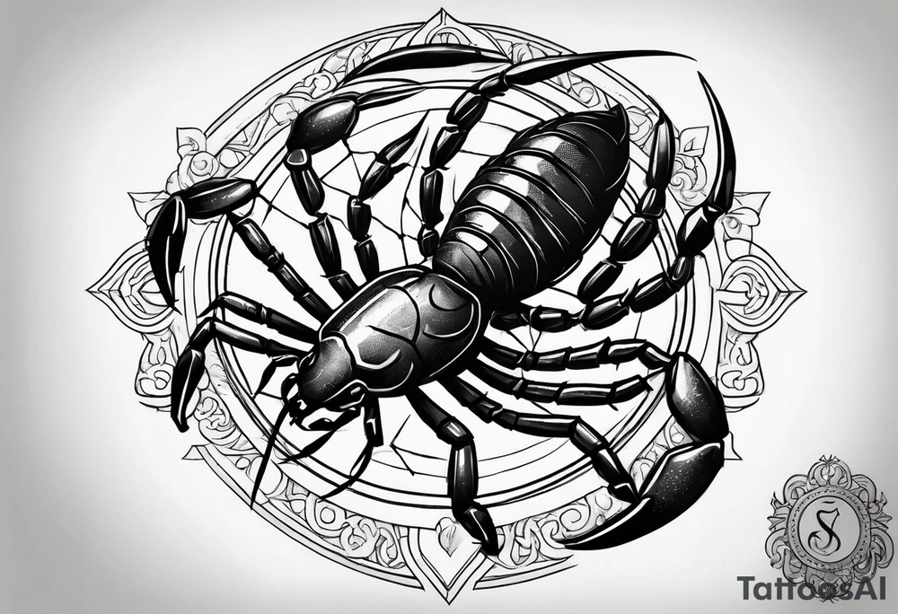 Scorpion with zodiac sign tattoo idea