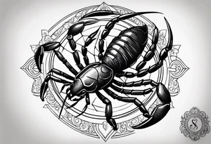 Scorpion with zodiac sign tattoo idea