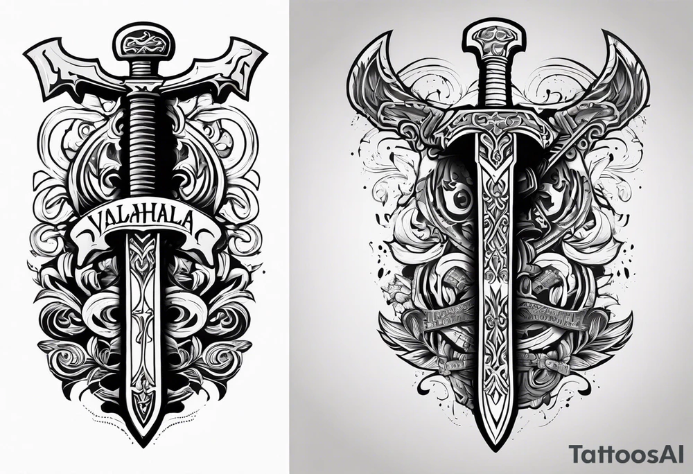 Valhalla  warrior soldier  Sword axe tattoo idea