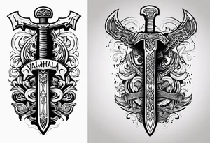 Valhalla  warrior soldier  Sword axe tattoo idea